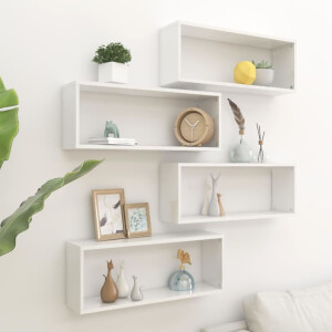 vidaXL Wandschappen kubus 4 st 60x15x23 cm bewerkt hout hoogglans wit