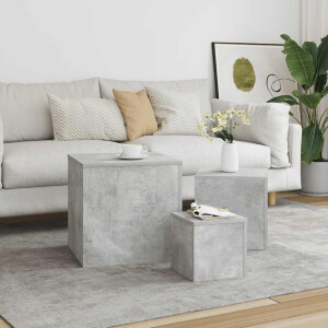 vidaXL Bijzettafels 3 st bewerkt hout betongrijs