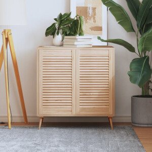 vidaXL Kastdeuren met lamellen 2 st 69x39,4 cm massief grenenhout