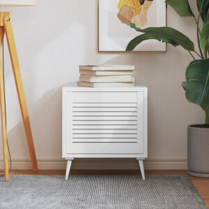 vidaXL Kastdeur met lamellen 39,5x49,4 cm massief grenenhout wit