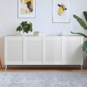 vidaXL Kastdeuren met lamellen 4 st 69x49,4 cm massief grenenhout wit