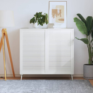 vidaXL Kastdeuren met lamellen 2 st 99,3x59,4 cm grenenhout wit