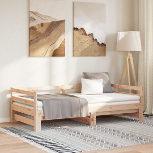 vidaXL Slaapbank uitschuifbaar massief grenenhout 2x(90x200) cm