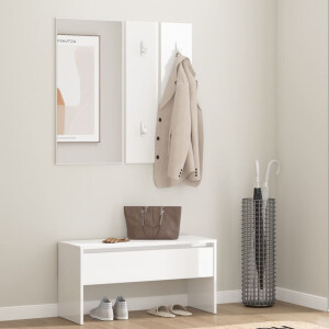 vidaXL Garderobe set bewerkt hout hoogglans wit