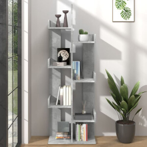 vidaXL Boekenkast 48x25,5x140 cm bewerkt hout betongrijs