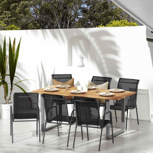 vidaXL Tuinstoelen 6 st staal en textileen zwart