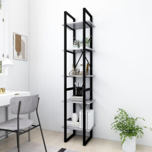 vidaXL Boekenkast met 5 schappen 40x30x175 cm bewerkt hout betongrijs