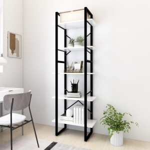 vidaXL Boekenkast met 5 schappen 60x30x175 cm bewerkt hout wit