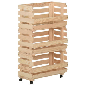 vidaXL Groentetrolley 37x30x80 cm massief grenenhout