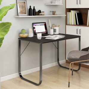 vidaXL Computerbureau 110x60x73 cm spaanplaat zwart