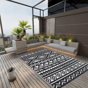 vidaXL Buitenkleed ARAKIL 190x290 cm polypropeen zwart