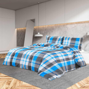 vidaXL Dekbedovertrekset 155x220 cm katoen blauw en grijs