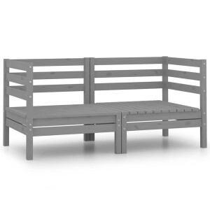 vidaXL Tuinhoekbank 2 st massief grenenhout grijs