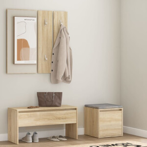 vidaXL Garderobe set bewerkt hout sonoma eikenkleurig