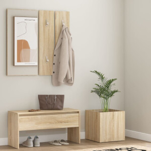 vidaXL Garderobe set bewerkt hout sonoma eiken