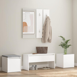 vidaXL Garderobe set bewerkt hout wit