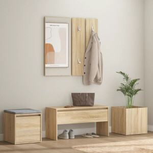 vidaXL Garderobe set bewerkt hout sonoma eikenkleurig
