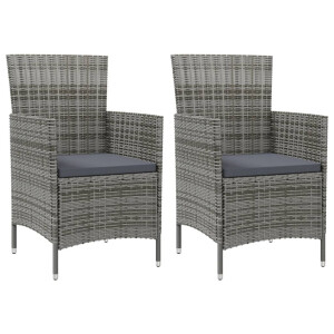 vidaXL Tuinstoelen 2 st met kussens poly rattan grijs