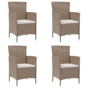 vidaXL Tuinstoelen 4 st met kussens poly rattan beige