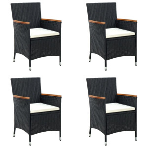 vidaXL Tuinstoelen 4 st poly rattan zwart