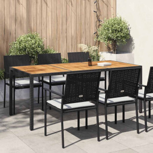 vidaXL Tuintafel 190x90x75 cm poly rattan en acaciahout zwart