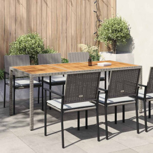 vidaXL Tuintafel 190x90x75 cm poly rattan en acaciahout grijs