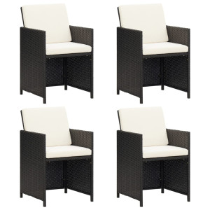 vidaXL Tuinstoelen met kussens 4 st poly rattan zwart