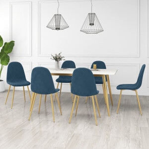 vidaXL Eetkamerstoelen 6 st fluweel blauw