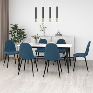 vidaXL Eetkamerstoelen 6 st fluweel blauw