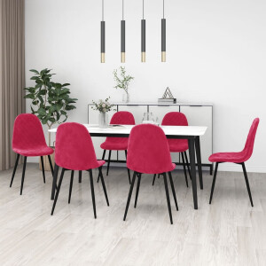 vidaXL Eetkamerstoelen 6 st fluweel wijnrood