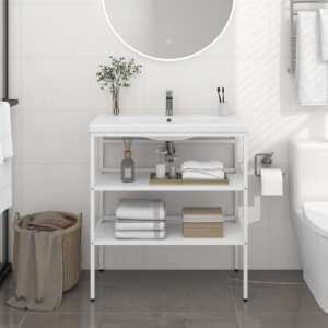 vidaXL Wastafelframe 79x38x83 cm ijzer wit