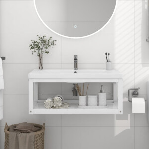 vidaXL Wastafelframe wandgemonteerd 79x38x31 cm ijzer wit