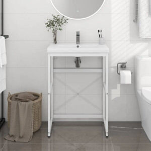 vidaXL Wastafelframe 59x38x83 cm ijzer wit