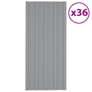 vidaXL Dakpanelen 36 st 100x45 cm gegalvaniseerd staal grijs