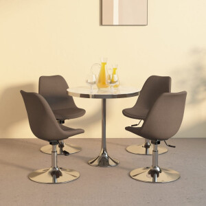 vidaXL Eetkamerstoelen 4 st draaibaar stof taupe