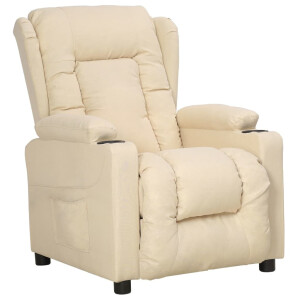 vidaXL Fauteuil verstelbaar stof crèmekleurig