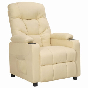 vidaXL Fauteuil verstelbaar stof crèmekleurig