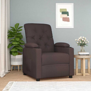 vidaXL Fauteuil verstelbaar stof donkerbruin