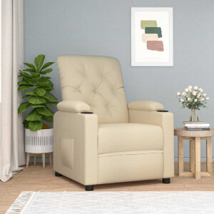 vidaXL Fauteuil verstelbaar stof crèmekleurig