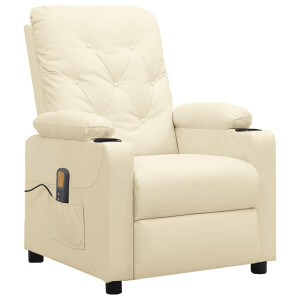 vidaXL Massagestoel kunstleer crèmekleurig