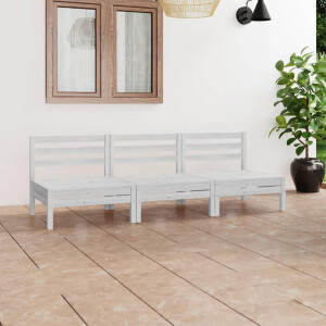 vidaXL 3-delige Loungeset massief grenenhout wit