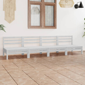 vidaXL 4-delige Loungeset massief grenenhout wit