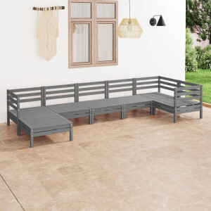 vidaXL 7-delige Loungeset massief grenenhout grijs