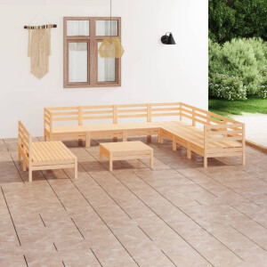 vidaXL 10-delige Loungeset massief grenenhout