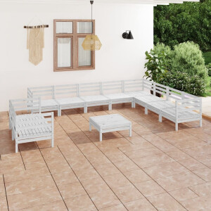 vidaXL 11-delige Loungeset massief grenenhout wit
