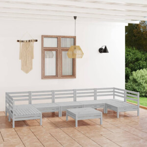 vidaXL 8-delige Loungeset massief grenenhout wit