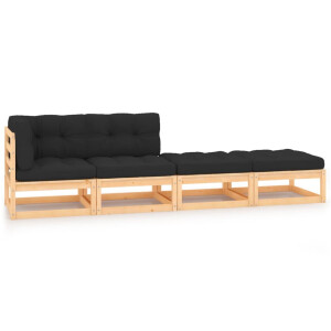 vidaXL 4-delige Loungeset massief grenenhout