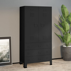 vidaXL Kledingkast industrieel 90x50x180 cm metaal zwart