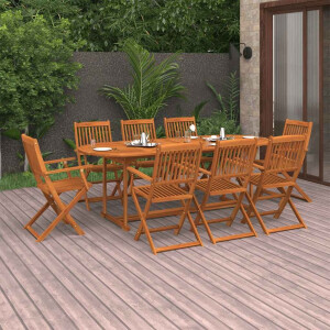 vidaXL 9-delige Tuinset 220x90x75 cm massief acaciahout