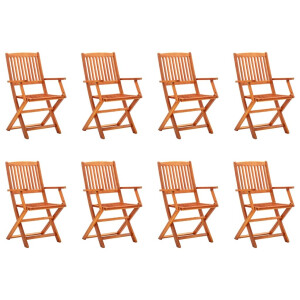 vidaXL Tuinstoelen 8 st inklapbaar massief eucalyptushout